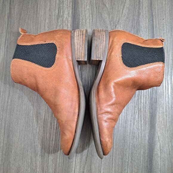 Nine West Casual Ankle Booties Women Brown Leather Slip On Ankle Boots Size 6.5M - Picture 1 of 9